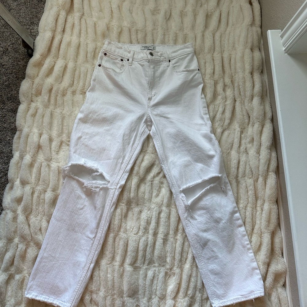 Abercrombie & Fitch White Straight Leg Jeans